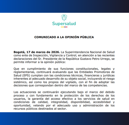 comunicado supersalud