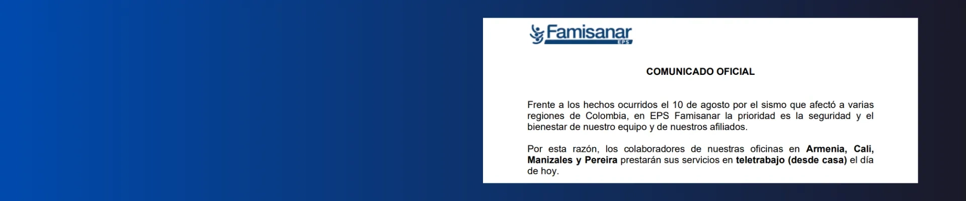 comunicado oficial